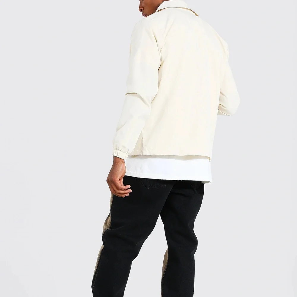 Boohoo Man Official Branded Cream Woven Coach Jacket - Picture 2 of 7